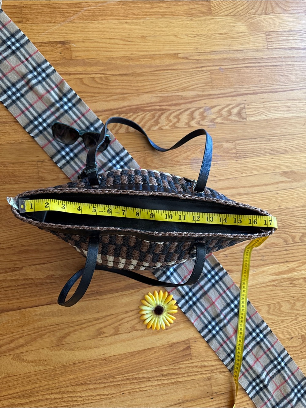🌺 PATRICIA NASH; Sellia Maize Specialty Woven Tan/Black Zipper Top Tote Bag 4 U! - Picture 12 of 16